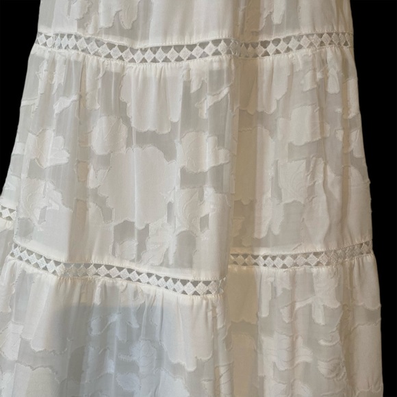 NWT WHITE OFF-THE-SHOULDER RUFFLED LACE MAXI DRESS Medium - Picture 14 of 17